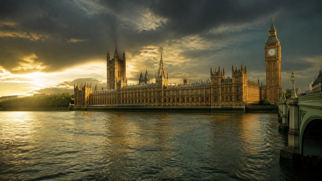 Houses of Parliament at golden hour - UK cannabis legalisation debate